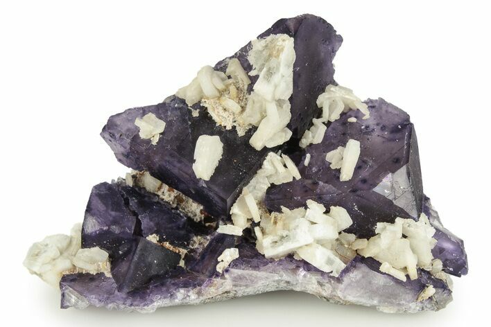 White Barite Crystals on Purple Fluorite - Cave-In-Rock, Illinois #244267